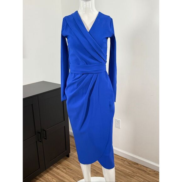 Chiara Boni La Petite Robe Jodene Pleated Wrap Midi Dress Size 4 - Picture 5 of 10